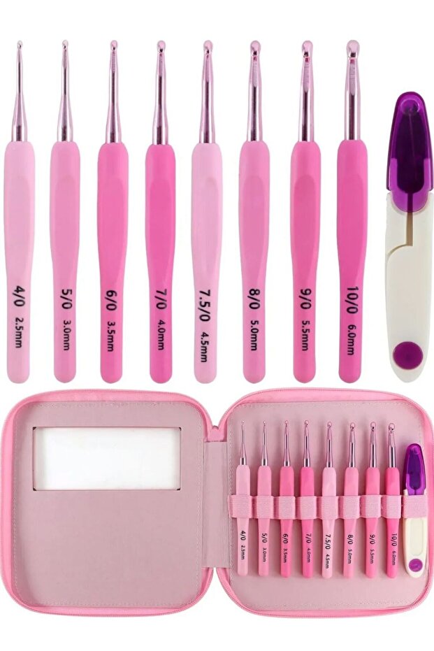 TıkTık AL Pembe Çantalı Ergonomik Silikon Tığ Seti