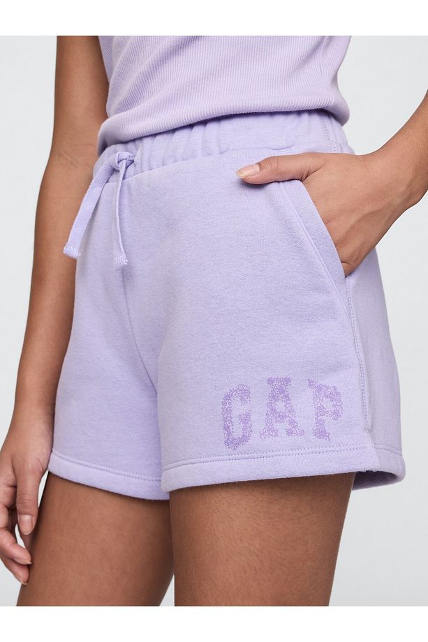 Kız Çocuk Lila Gap Logo Fransız Havlu Kumaş Pull-On Şort - 2