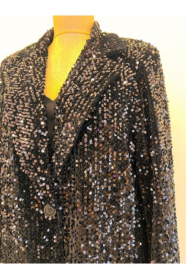Siyah payet blazer ceket - 2
