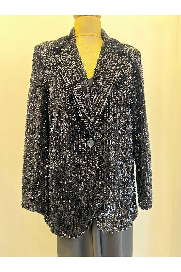 Siyah payet blazer ceket - 1