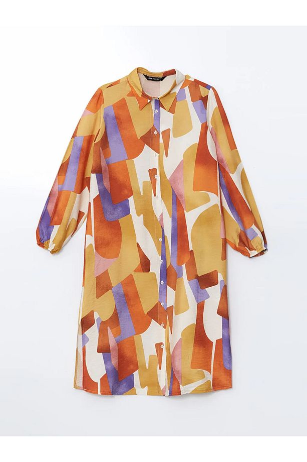 LCW Modest Sarı Desenli Kadın Gömlek Tunik - 4