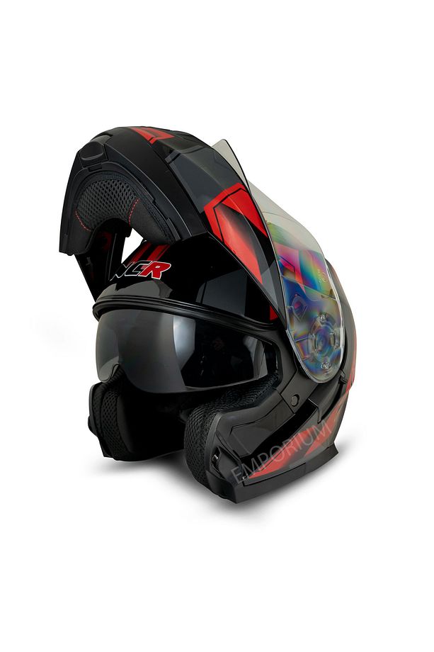 Icon Çene Açılır Kask(KIRMIZI-SİYAH) - 4
