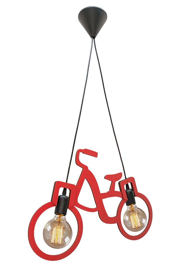 Bicycle Avize Ahşap Sarkıt Modern Rustik Lamba Dekoratif Cafe Ofis Genç Çocuk Odası Salon Avize - 3