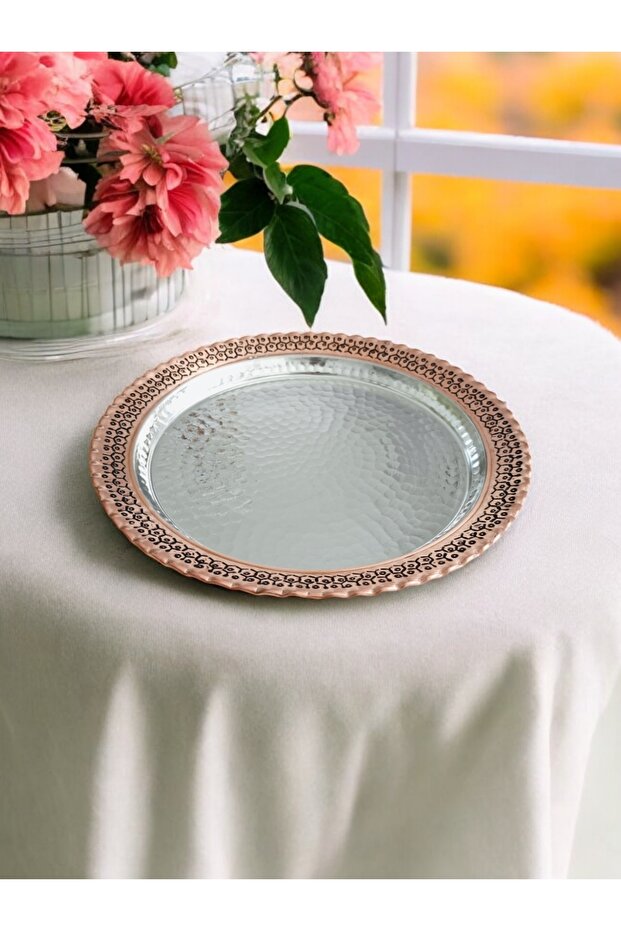 Bakır Supla, Tabak Petek İşlemeli 30 Cm - 3
