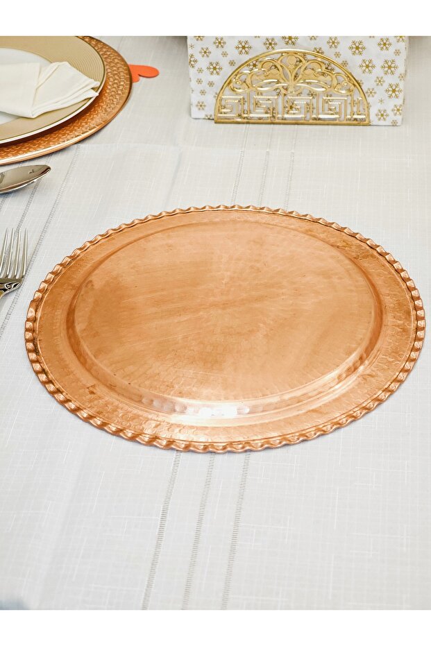 Bakır Supla, Tabak Petek İşlemeli 30 Cm - 6