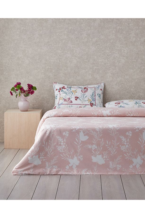 Petal Paradise Pamuklu Tek Kişilik Nevresim Seti 160x220 cm Pembe - 1
