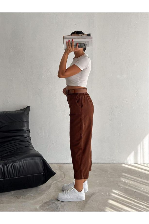 Gabardin Önü Çımalı Balon Pantolon - 2