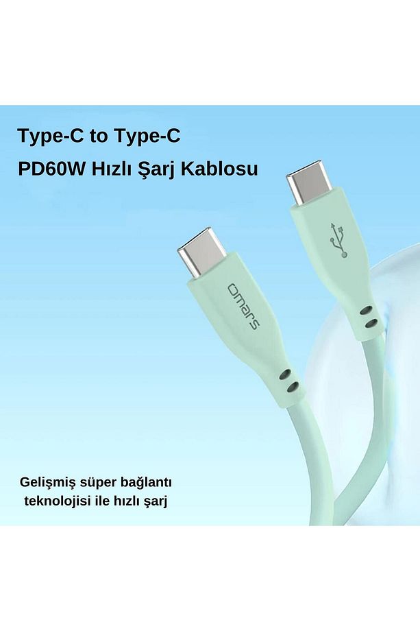 Type-c To Type-c Silikon Pd Hızlı Şarj Kablosu Yeşil - 2