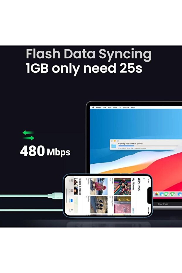 Type-c To Lightning Iphone Data Ve Şarj Kablosu Yeşil 1.5 Metre - 2