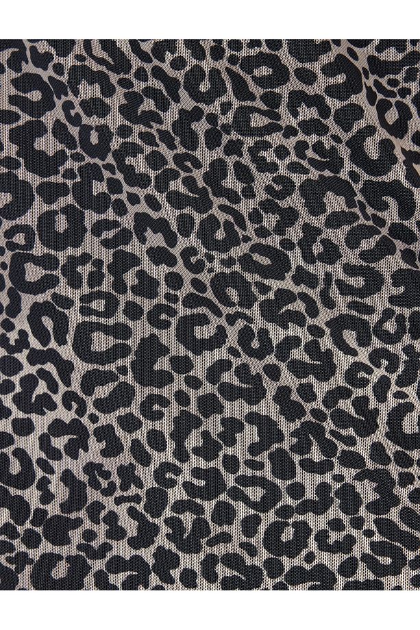 Leopar Desenli Tül Midi Etek Standart Bel - 6
