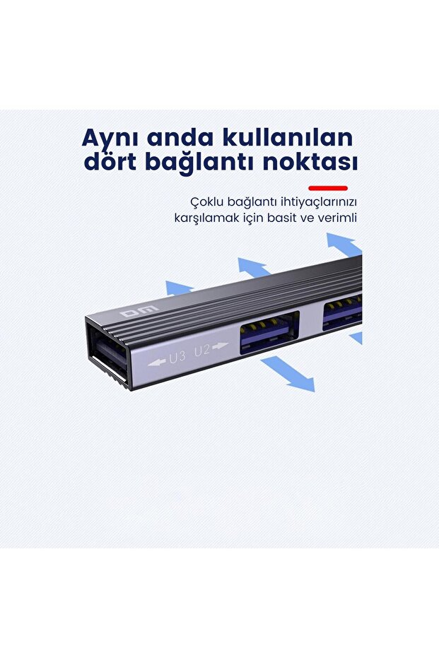 Chb057 Usb Type-c To 4 Portlu 3*usb 2.0 1*usb 3.0 Hub Çoklayıcı 1 Metre - 3