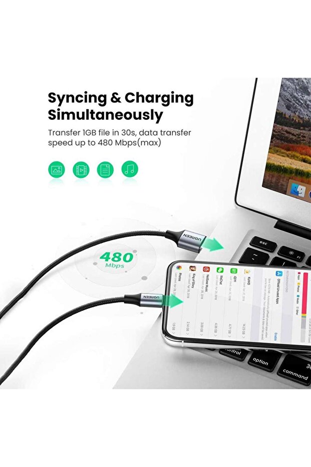 Lightning Iphone Örgülü Data Ve Şarj Kablosu Beyaz 2 Metre - 8