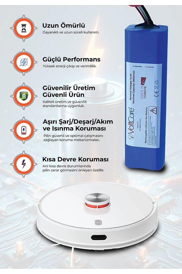 Robot Süpürge Bataryası 5800mAh (Yüksek Kapasite) Roborock S5 Max Uyumlu - 4