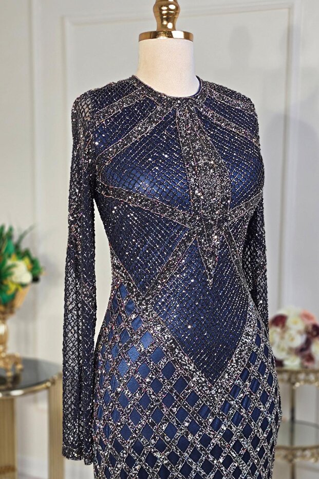 Lacivert İthal Abiye 1004 - 3