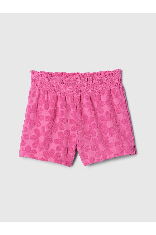 Kız Çocuk Pembe Fırfırlı Havlu Kumaş Pull-On Şort - 1