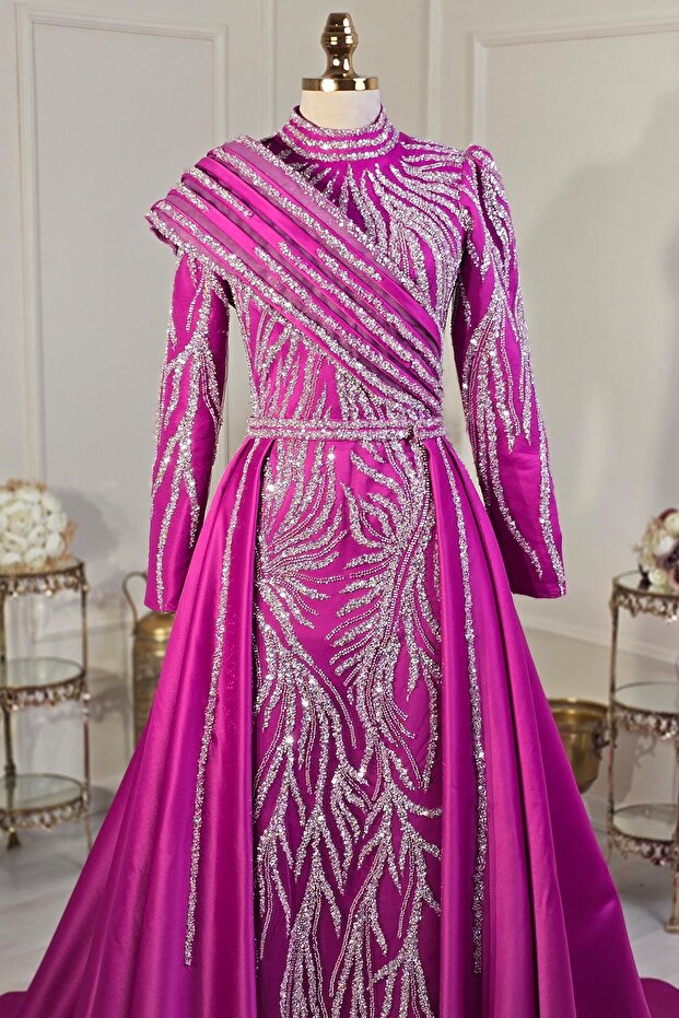 Fuşya Balık Tesettür Nişanlık 2211 - 3