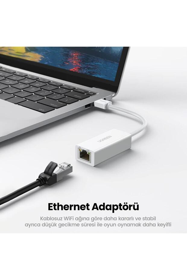 Usb 2.0 Pc Mac Konsol Tv Box Ethernet Adaptörü Beyaz - 2