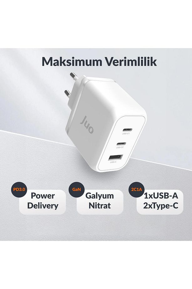 65w Usb-c Usb-a 3 Portlu Gan Şarj Aleti Iphone & Macbook & Notebook Uyumlu Pd Type-c Hızlı Şar - 6