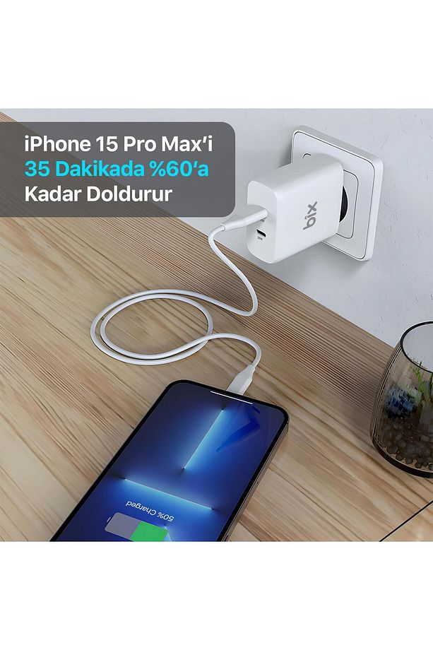 50w Usb-c Çift Portlu Hızlı Şarj Adaptörü Iphone, Android Ve Ipad Uyumlu Type-c Pd Şarj Aleti - 6