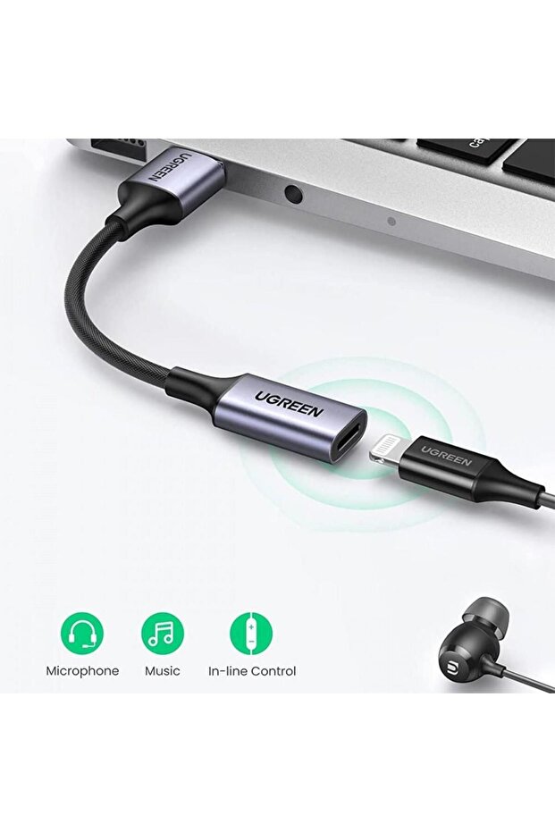 Mfi Usb Lightning Örgülü Ses Kablosu Dönüştürücü - 2