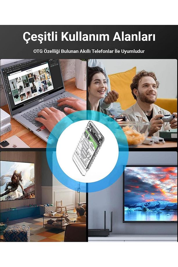 Usb3.2 Gen2 6gbps Type-c 2.5” Inch Sata Ssd Hard Disk Kutusu Şeffaf - 8