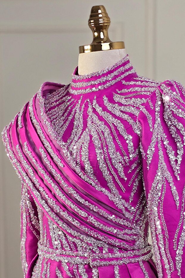 Fuşya Balık Tesettür Nişanlık 2211 - 9