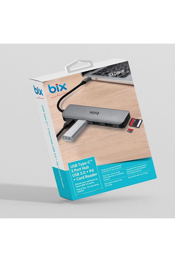 Type-c Usb 3.0 Pd Kart Okuyucu 3 Portlu Çoklayıcı Hub - 8