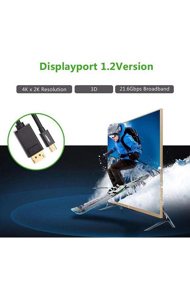 4k Mini Displayport To Displayport Dönüştürücü Kablo 1.5 Metre Siyah - 6