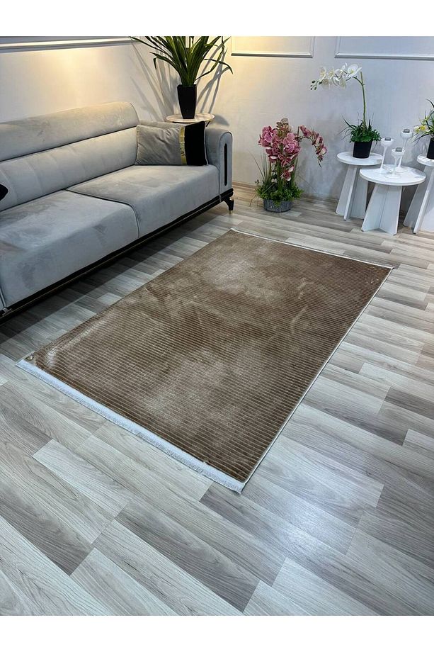 SÜMER KP-151 KAHVE Kaymaz Taban Sentetik Bambu Parlak Saten Salon Halısı KP2025 - 1