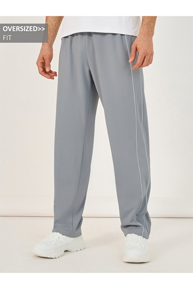 Ponte Knit Contrast Side Piping Athleisure Oversized Track Pants