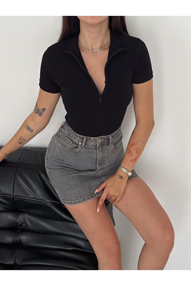 Basic Nos Crop Bluz - 1