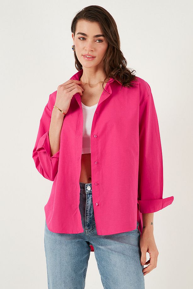 Pamuklu Regular Fit Önü Kısa Arkası Uzun Oval Kesim Gömlek GÖMLEK CF25S163867 - 5