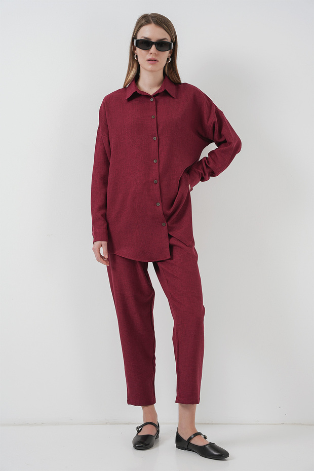 6622 Model Claret Red Linen Set of Two - 3
