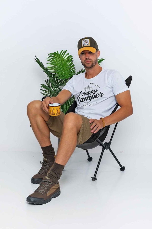 Camping Themed Happy Camper Printed T-Shirt