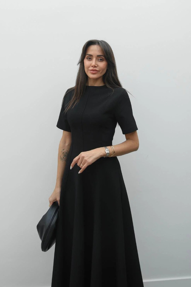Volanlı Uzun Basic Elbise - 6