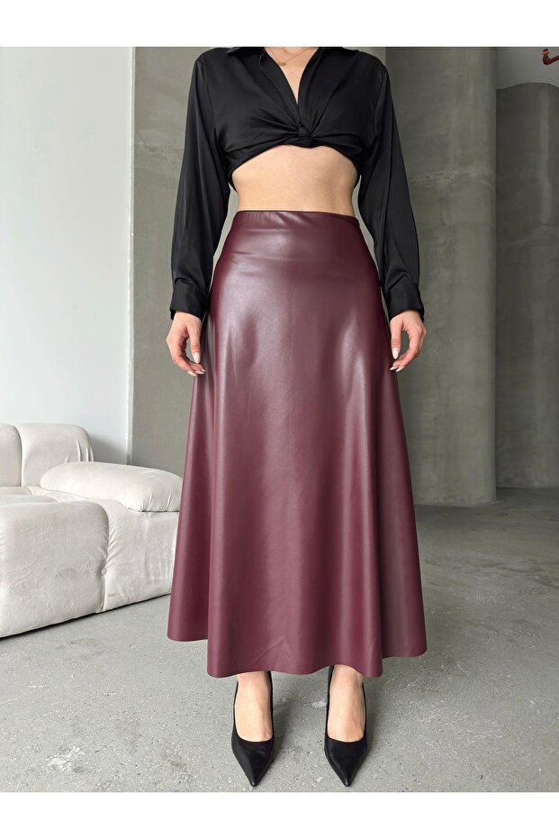 Maxi Boy Çan Deri Etek - 5