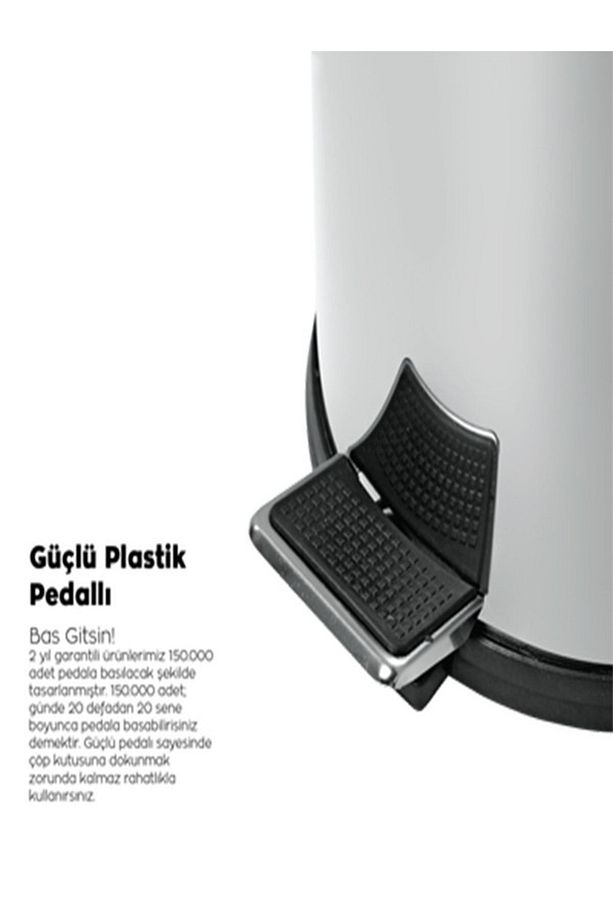 Paslanmaz Metal Pedallı Çöp Kovası 40 Lt Balkon | Bahçe | Ofis | Mutfak | Çöp Poşeti Hediyeli ! - 6