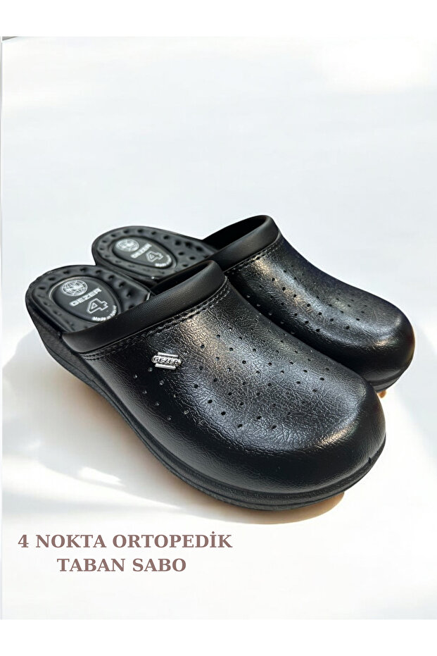 4 Point Orthopedic Black Medical, Hospital Kitchen Chef Cook and Nurse Sabo Slippers