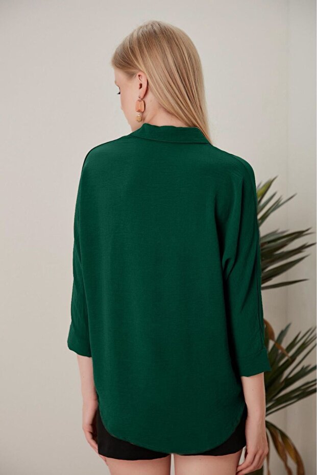 بلوزة منسوجة بياقة - 4