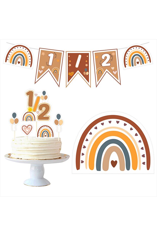 6 Month Party Ornament Bohemian Rainbow - Half Age