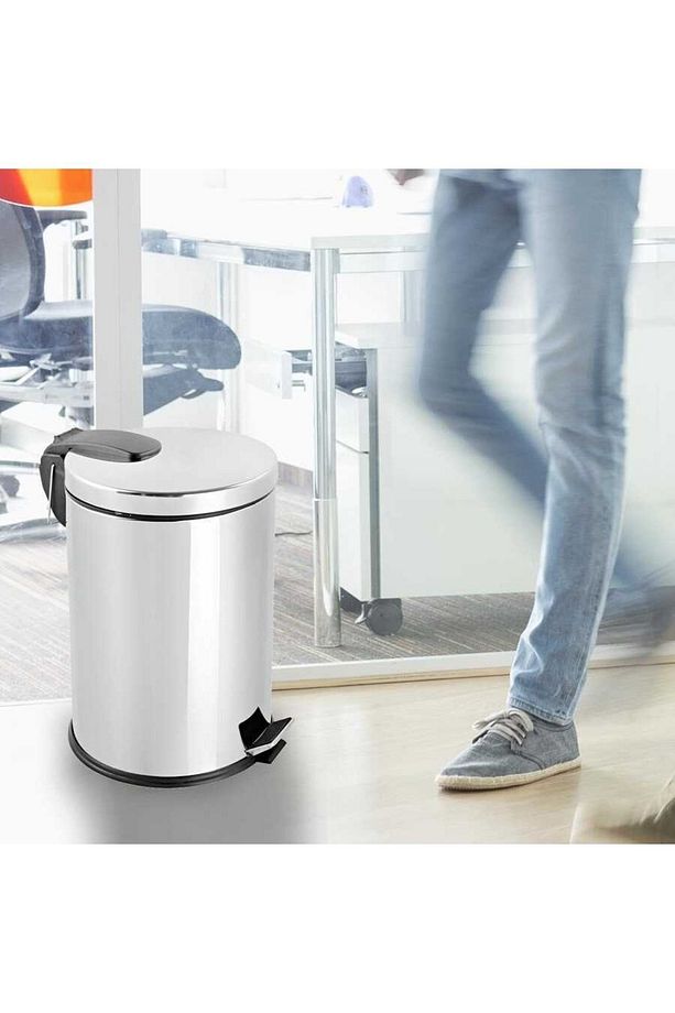 Paslanmaz Metal Pedallı Çöp Kovası 40 Lt Balkon | Bahçe | Ofis | Mutfak | Çöp Poşeti Hediyeli ! - 7