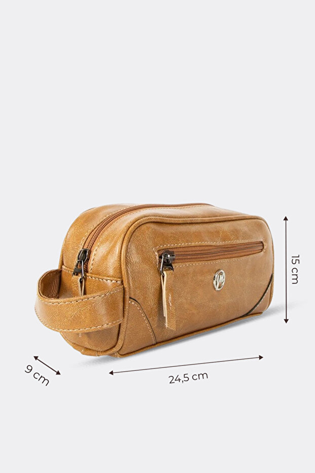 Kişisel Traş & Makyaj Bakım Çantası Taba - 4