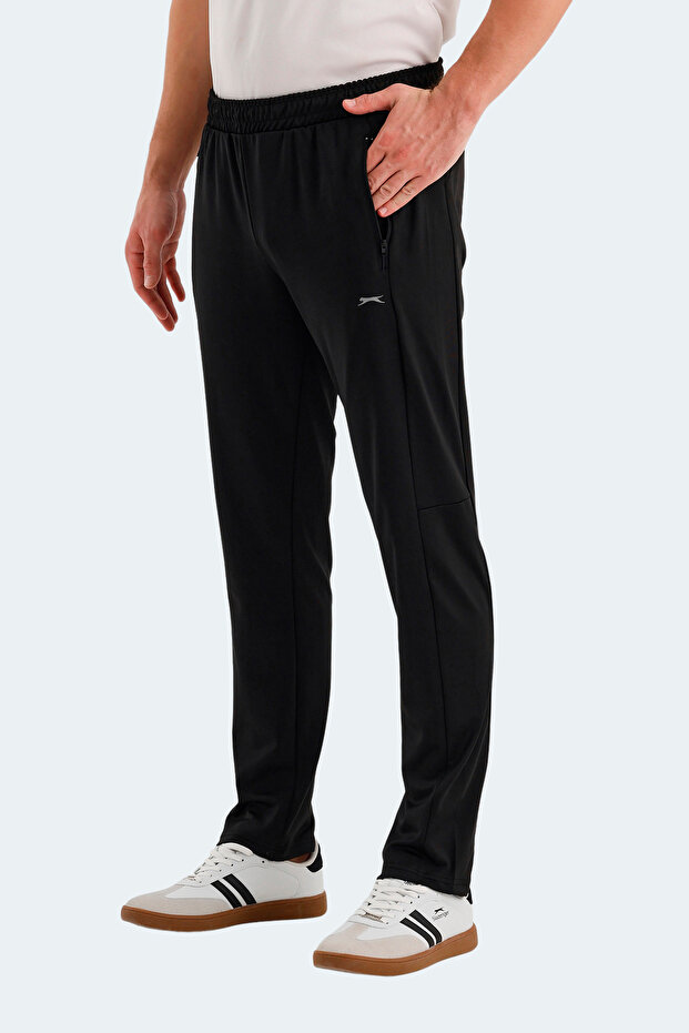 Ranjeet Men's Black Sweatpants with Zipper Pockets