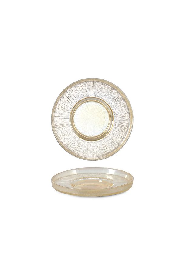İpek 14304 Çizgili Bal Lüsterli Çay Tabağı - 12 cm - 1