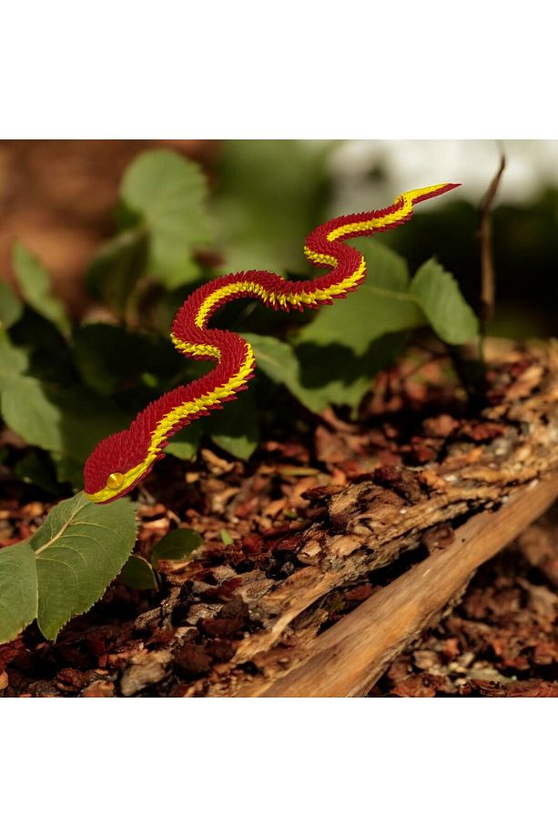 Zehirli Yılan Hareketli Articulated Oyuncak Yılan Dev Boy 80 CM-SARI-KIRMIZI - 5