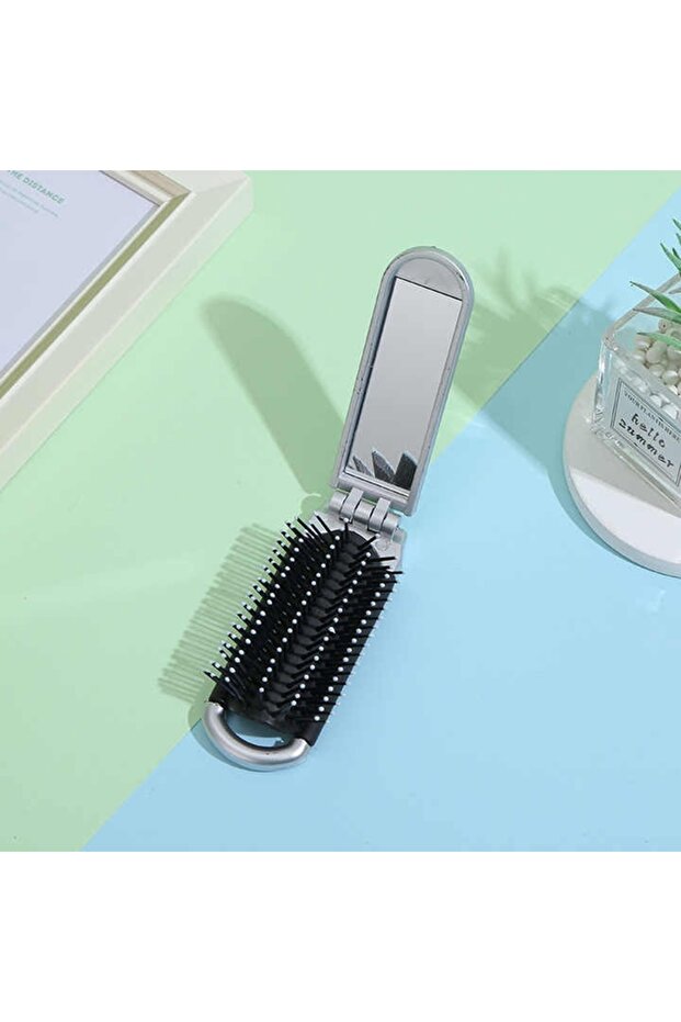 Foldable Mini Hair Comb with Makeup Mirror Special Bag Boy Comb Foldable Hairbrush