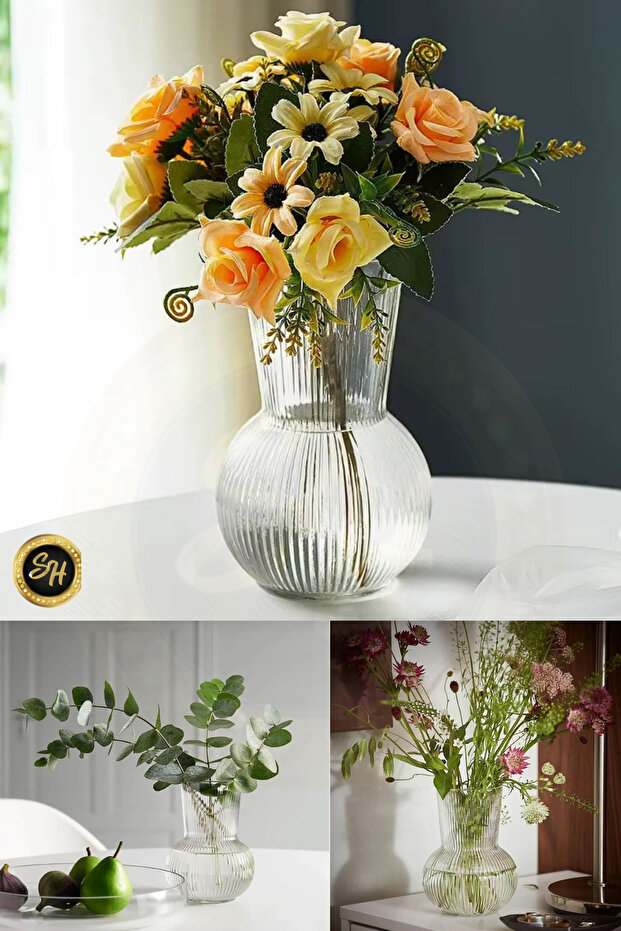 Large Luxury Stylish Decorative Glass Vase Luxury 25 cm - Large Size