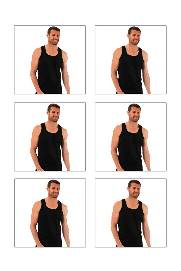 Özkan 0058 6 Pack Men's 100% Cotton Ribbed Flexible Comfortable Back Crossed Sportsman Rambo Thick Strap a