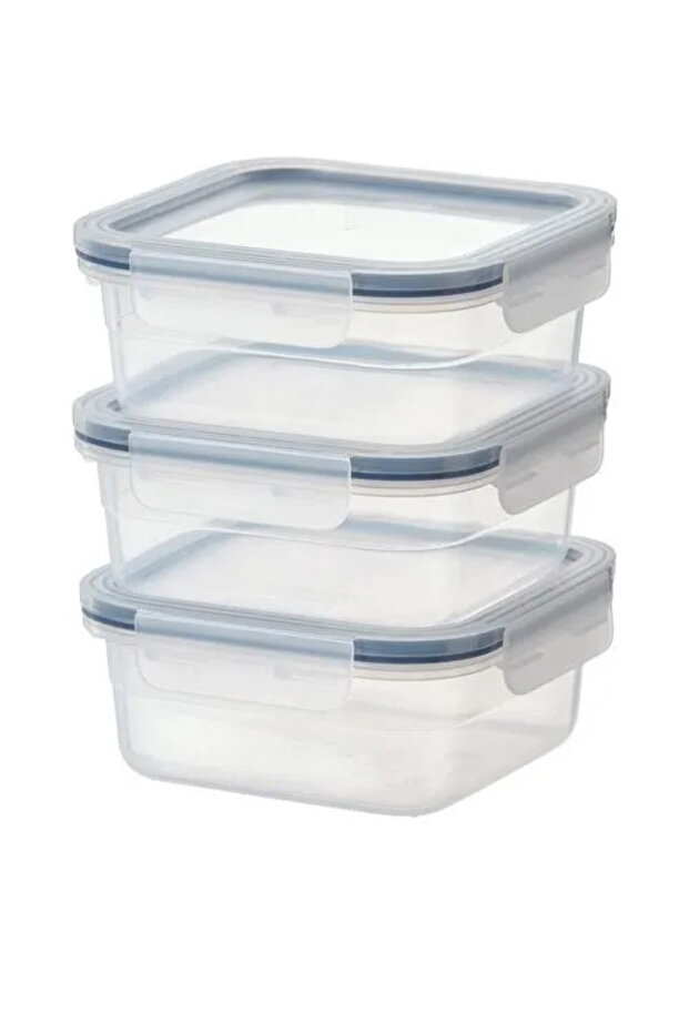 Multi-Purpose 3 Pieces 750 ml Square Plastic Storage Container - 1