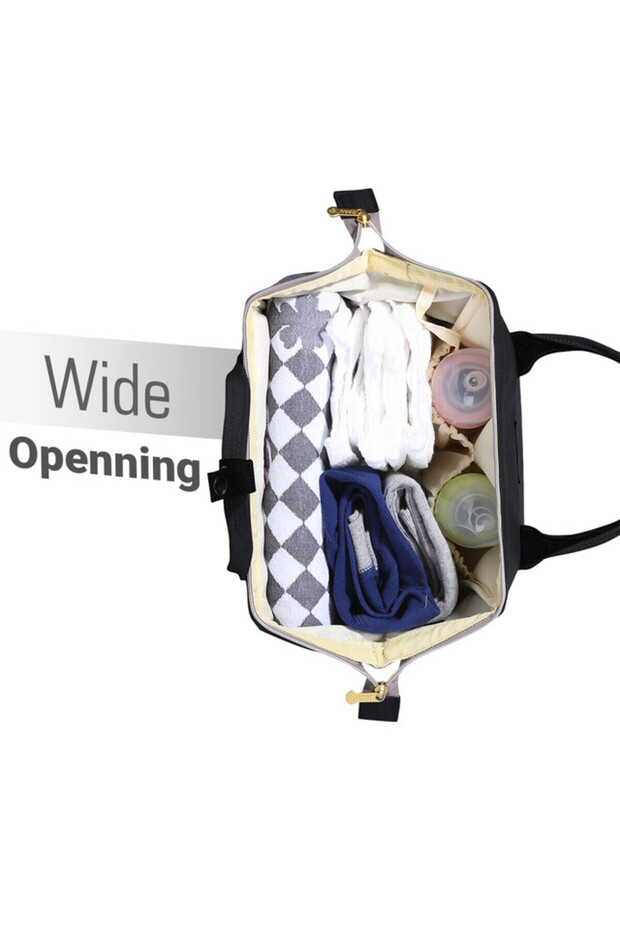 Diaper Bag with USB Charging Port and Changing Mat - Black - 4